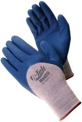 ATG Maxiflex 34-9025 Blue/Gray Large Cotton/Lycra/Nylon Cut-Resistant Gloves - EN 388 1 Cut Resistance - Nitrile Palm & Over Knuckles Coating - 8.7 in Length - Seamless Knit - 34-9025/L [PRICE is per DOZEN]