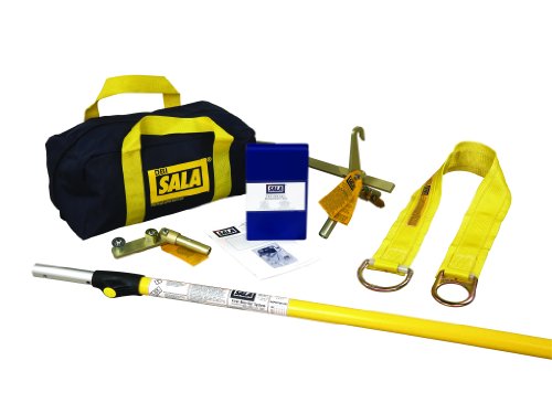 DBI-SALA,First-Man-Up 2104527 Remote Anchor System, 6 to 12' Pole, Tie-Off Adaptor And Snap Hook Installation/Removal Tool, 3' Tie-Off Adaptor, Carrying Bag, Navy/Yellow