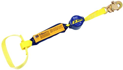 DBI-SALA,Retrax 1241463 Shock Absorbing Lanyard, 6-Foot Single-Leg Retractable Web And Snap Hook At One End, Web Loop Choker At Other End, Navy/Yellow