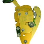 DBI-SALA,Rollgliss Technical Rescue, Noworries 8700077 Double Stop Descender, Anodized Gold Aluminum, Green Handle, Suits 1/2-Inch Rope
