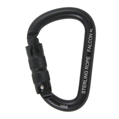 Sterling Rope Falcon Autolock Small Pear Carabiner Black .95″ Gate Opening 25 Kn Triple Locking