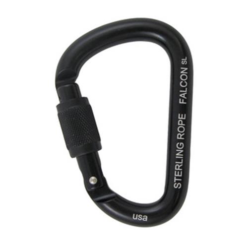 Sterling Rope Falcon Screwlock Small Pear Carabiner Black .95″ Gate Opening 25 Kn