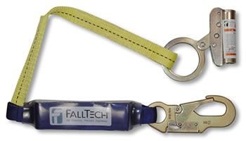 FallTech 7368 Self-Tracking Rope Grab with Integral 3-Foot ClearPack Shock Absorbing Lanyard