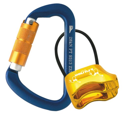 Fusion Essence Auto-Locking Carabiner With Saturn Belay Device (Blue/Gold)