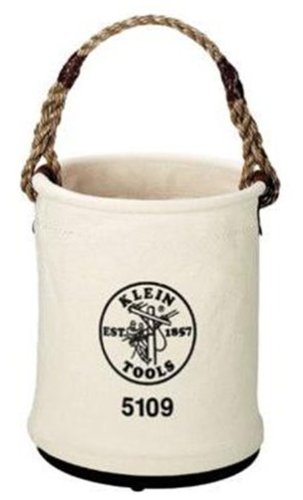 Klein Tools 5109S 6 Canvas with Swivel Snap Hook Wide-Opening Straight-Wall Bucket