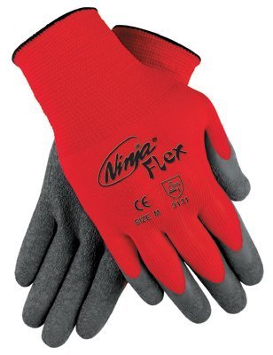 Memphis Glove 127-N9680M Ninja Flex 15 Guage Red100 Pct. Nylon Shell Gray La