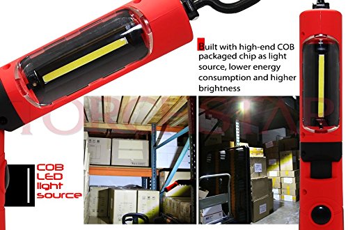 Portable Cordless Rechargeable LED Work Light Work Lamp w/ Hanging Hook, Magnetic Base, Car Charger, UL-listed Power Supply for Workshop, Garage, Camping, Emergency Lighting