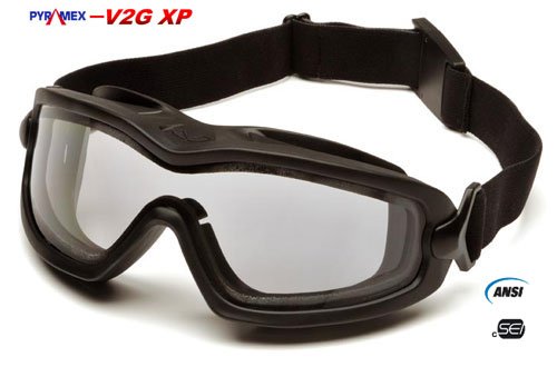Pyramex Safety V2G-XP Eyewear, Black Strap, Clear Anti-Fog Dual Lens
