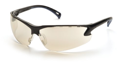 Pyramex Venture 3 Safety Eyewear, Indoor/Outdoor Mirror Lens With Black Frame