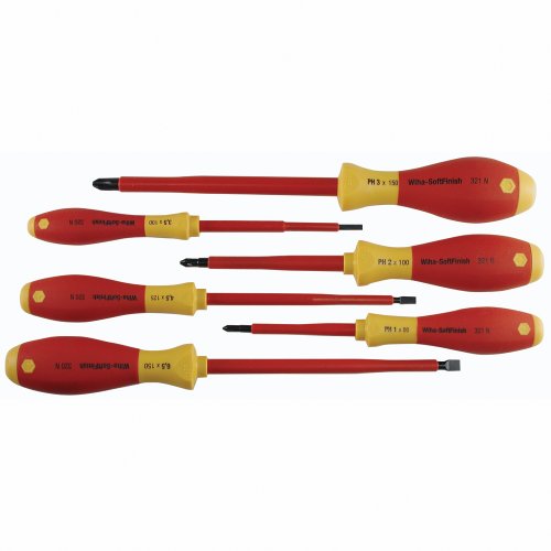 Wiha 32092 Slotted And Phillips Insulated Screwdriver Set, 1000 Volt, 6 Piece